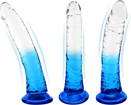 Miniatura 4 de Consoladores grandes de 9.84 pulgadas con ventosa, juguetes sexuales para adultos, tapones flexibles de cristal con eje curvado para mujeres