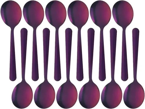 Miniatura 8 de Juego de cubiertos de cuchara redonda de 12 piezas, cucharas redondas de 5.8 pulgadas, color plateado