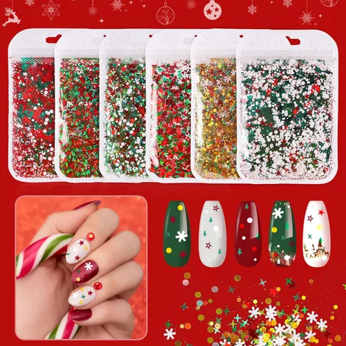 Miniatura 8 de EBANKU Brillantina para Uñas Navideña de 36 Compartimentos - Lentejuelas Holográficas 3D de Invierno Copo de Nieve Estrella Árbol Brillantina Láser