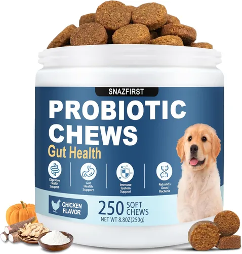 Probióticos para Perros, Masticables Probióticos para Perros para la Salud Digestiva y la Salud Intestinal, Mejoran el Sistema Inmunológico, Alivio