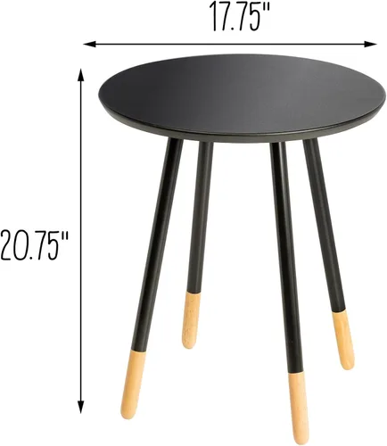 Miniatura 3 de Honey-Can-Do Mesa auxiliar, mesa auxiliar pequeña, mesita de noche alta para sala de estar, dormitorio, oficina, baño, color negro