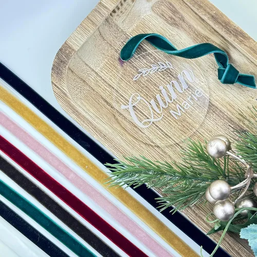 Miniatura 9 de Adorno de Navidad acrílico hecho a mano personalizado con cinta de terciopelo, 9 diseños personalizados disponibles, regalo único o recuerdo
