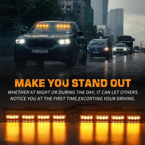 Miniatura 2 de XRIDONSEN Luces estroboscópicas de emergencia para salpicadero, advertencia intermitente de seguridad ámbar con controlador de pantalla digital