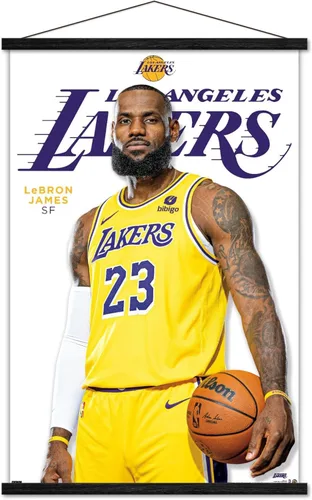 Trends International NBA Los Angeles Lakers - Póster de pared de LeBron James Feature Series 23, 22.37 x 34.00 pulgadas, impresión premium y Paquete