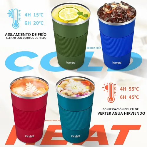 Miniatura 2 de KETIEE Taza de Café de Viaje 12oz: Taza de Café Aislada con Tapa a Prueba de Fugas, Vaso de Café, Tazas de Café Reutilizables con Tapa Sellada, Taza