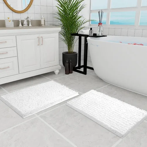Miniatura 269 de Walensee Alfombra de baño antideslizante (24x17 pulgadas, rosa polvoriento) absorbente de agua, súper suave, lanuda de felpilla, lavable a máquina