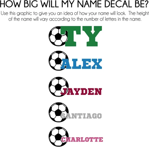Miniatura 3 de Calcomanía de vinilo de fútbol personalizada, decoración de pared de fútbol personalizada, calcomanía de pelota de fútbol con nombre para niño
