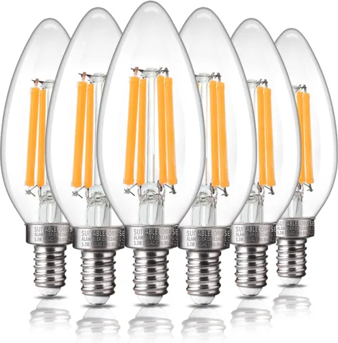 Miniatura 23 de ALAMPEVER Paquete de 6 bombillas para lámpara de techo, equivalente a 40W, foco E12 de candelabro, foco LED regulable de 330 lm, 2200 K blanco