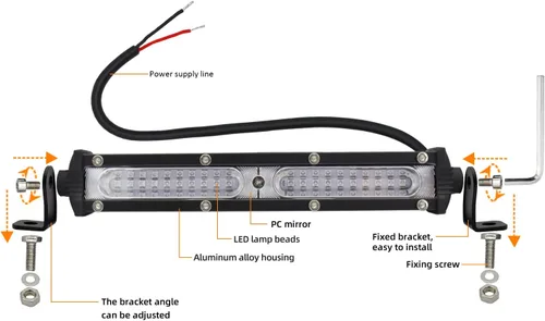 Miniatura 3 de Barra de luces antiniebla LED azul ultra delgada de una sola fila para conducción todoterreno, 2 unidades, 7 pulgadas, impermeables, luces