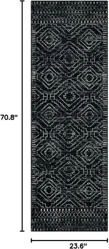Miniatura 2 de Wonnitar Alfombra Corredor de Cocina Lavable 2x6, Corredores Marroquíes Negros para Pasillo, Tapete Antideslizante Bohemio Suave para Baño Alfombra