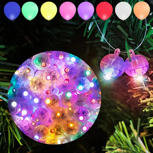 Miniatura 22 de Aogist 100 luces de globo Mutilcolor, luz de bola pequeña impermeable de largo tiempo de espera, lámpara LED redonda para linterna de papel, fiesta