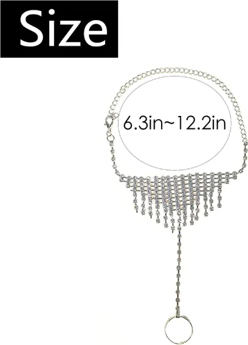 Miniatura 2 de Tobillera de cristal de mariposa con anillo para el dedo del pie pulseras de hoja de cristal borla sandalias descalzas pulgar brazalete para mujeres