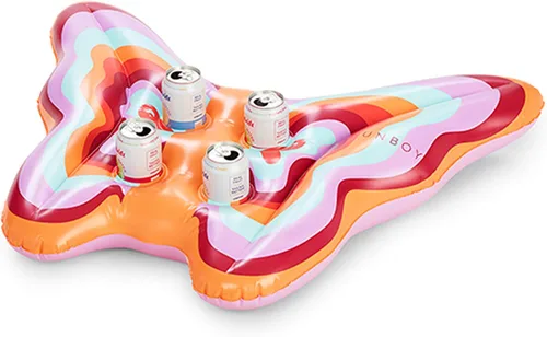 Miniatura 2 de FUNBOY Soporte inflable gigante para bebidas de mariposa, accesorio flotante de lujo para fiestas en la piscina y entretenimiento, soporte flotante