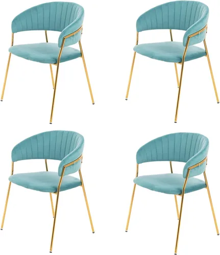 Okeysen Juego de 4 sillas de comedor, sillas de cocina de terciopelo con patas de metal dorado, silla tapizada para cocina y comedor, silla de