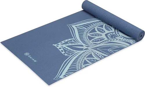 Gaiam - Esterilla de yoga premium de 5mm con estampado, gruesa y antideslizante para todo tipo de yoga, pilates y entrenamientos en el suelo (68" x