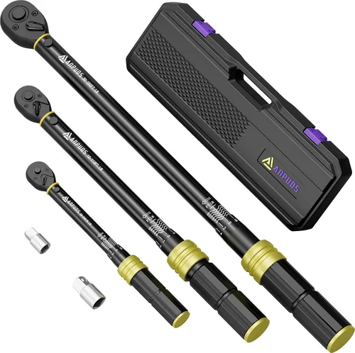 Miniatura 11 de ANPUDS Llave dinamométrica de clic de 3/8 de pulgada, 5-45 pies-libras/6.8-61 Nm, de doble dirección, aluminio ligero, 72 dientes, llave