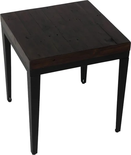 Miniatura 4 de Cortesi Home Omaha - Mesa auxiliar en madera maciza y meta, 22 pulgadas de alto, marrón oscuro
