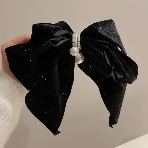 Miniatura 4 de Jumwrit Pinza para el cabello con lazo grande, sujeción fuerte, pasador de pelo vintage con perlas, diseño francés, accesorios de peinado