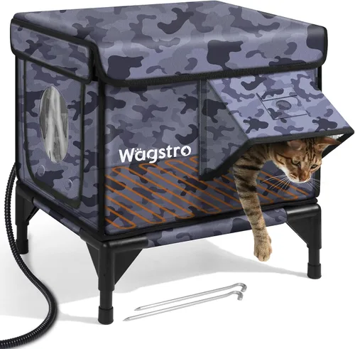 Miniatura 11 de Casa Calefaccionada para Gatos de Exterior, Casa Aislada Resistente a la Intemperie para Gatos de Exterior con Aleros Impermeables y Puerta de Verde