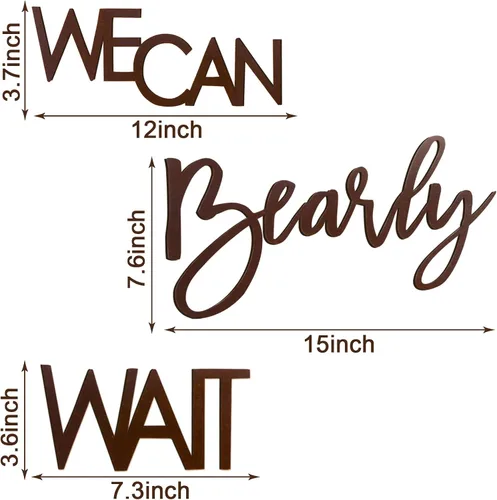 Miniatura 2 de Letrero "We Can Bearly Wait" para telón de fondo - Pancarta temática de oso de peluche para fiesta de bebé, niño, niña, baby shower, revelación