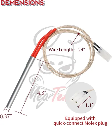 Miniatura 3 de Paquete de 2 encendedores de repuesto para barras calientes Traeger, Pit Boss, Camp Chef y Z Grills, Oklahoma Joe's – Elemento calefactor resistente