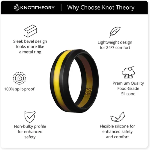 Miniatura 21 de Knot Theory Anillo de silicona a rayas para hombres y mujeres – color negro, gris, rojo, azul, naranja, amarillo, púrpura