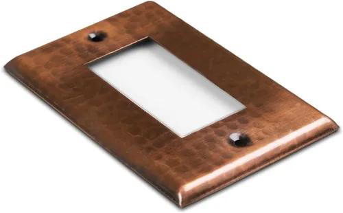 Miniatura 7 de Monarch Abode placa de pared basculante de una banda, placa de pared de cobre puro martillado a mano para un solo interruptor, cubierta decorativa
