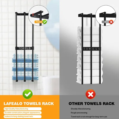 Miniatura 3 de Toallero de pared para baño pequeño, 3 barras para baño, toallero para pared de baño, organizador de baño, toallas para baño pequeño, caravana