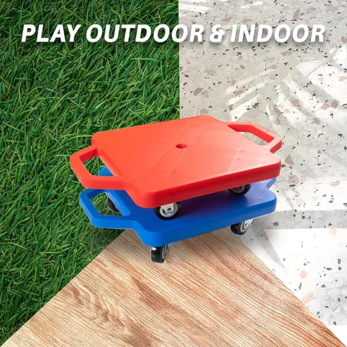 Miniatura 5 de 2 tablas de patín de plástico con asas para niños sentados y entrenamiento deportivo, con 1 anillo, 2 cuerdas y 4 pufs, juego de interior y exterior