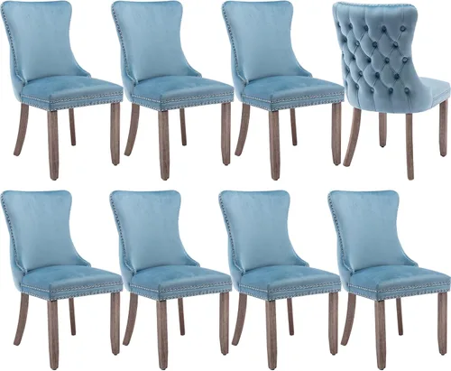 Miniatura 83 de Juego de 2 sillas de comedor modernas, sillas de comedor tapizadas acolchadas con patas de madera maciza, silla de cocina de tela de lino beige