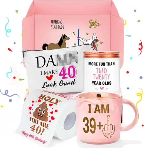 Regalos de cumpleaños 40 para mujeres, divertidos regalos de cumpleaños de 40 años para mujeres, decoraciones de 40 y fabulosa, ideas de regalo de