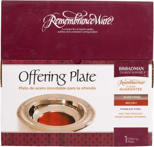 Miniatura 4 de BROADMAN CHURCH SUPPLIES RemembranceWare - Plato de oferta, plateado con fieltro rojo