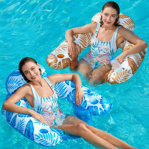 Miniatura 16 de Jasonwell Silla Flotante Hinchable para Piscina - Pack de 2 Sillas Flotantes para Piscina, Sillas Flotantes para Piscina con Portavasos, Silla