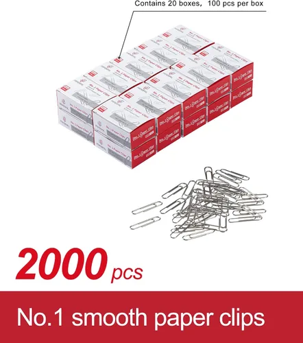 Miniatura 3 de PAPERPAL Clips de papel para oficina, escuela y uso personal, clip de papel liso #1 (1-2/7"), 2000 clips de papel medianos