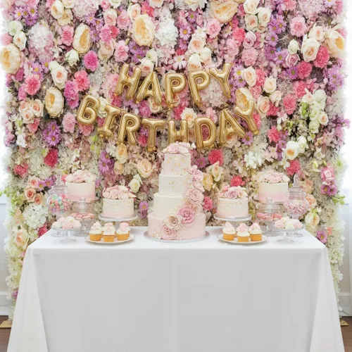 Miniatura 6 de Telón de fondo de flores de primavera de 5 x 3 pies para sesión de fotos de flores rosas y flores, decoración de fiesta de té, telón de fondo