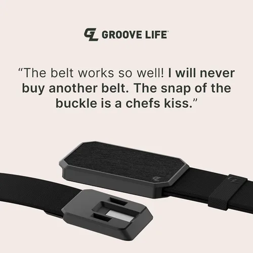 Miniatura 9 de Groove Life - Cinturón de nailon elástico para hombre con hebilla magnética de aluminio