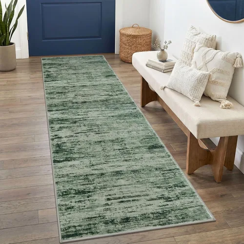 Miniatura 111 de Alfombra de pasillo moderna Lansny 2 x 6 pulgadas, alfombra de cocina lavable verde mostaza multicolor, alfombra antideslizante suave para pasillo