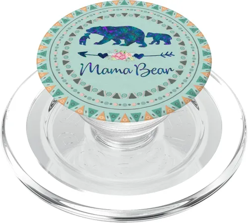 Miniatura 7 de PopSockets PopSockets Swappable PopGrip - Mamá Oso de dos bebés en menta verde