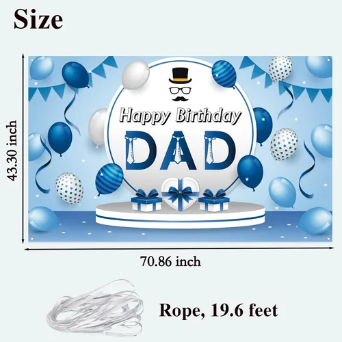 Miniatura 2 de Labakita Cartel azul de feliz cumpleaños para papá, cartel de decoración de fiesta de cumpleaños de hombres, fondo de feliz cumpleaños para padre