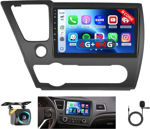 Miniatura 8 de [2+64 GB] Hikity para Honda Civic 2013-2017 Android estéreo de coche con Apple Carplay Android Auto, pantalla táctil de 9 pulgadas, radio de coche