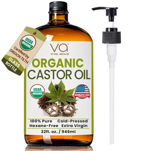 Miniatura 11 de Aceite de ricino orgánico prensado en frío sin refinar de VITAL AFFAIR en botella de vidrio - Aceite de ricino certificado por la USDA