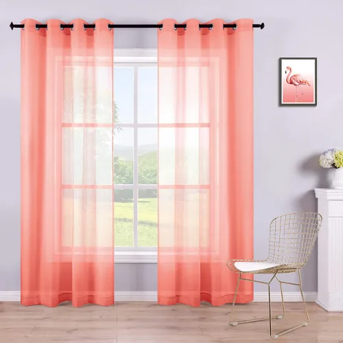 Miniatura 48 de KOUFALL Cortinas traslúcidas de 120 pulgadas de 2 paneles con ojales, juego extra largo de 10 pies de largo, cortinas altas para ventana grande, 52