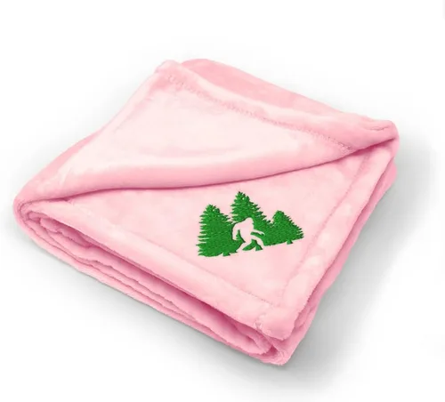 Fastasticdeals Mantas de bebé bordadas personalizadas para niños y niñas Woods Bigfoot A Solo diseño rosa
