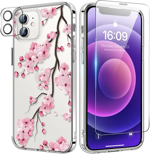 Miniatura 14 de bicol Funda para iPhone 11 Pro con Protector de Pantalla y Protector de Lente de Cámara - Diseños de Flores Florales de Moda para Mujeres y Niñas