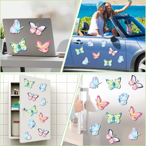 Miniatura 6 de Eaasty 10 Piezas Imanes de Mariposa para Puerta de Malla Imanes de Doble Cara para Puerta de Malla Adhesivos Magnéticos Flexibles Protector