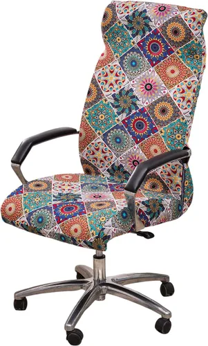 Miniatura 8 de CRFATOP Funda elástica para silla de oficina de computadora con cremallera duradera, funda para silla de escritorio giratoria universal, respaldo