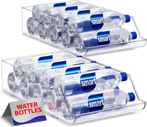 Sorbus Paquete de 2 organizadores de botellas de agua y latas, soporte para bebidas para refrigerador, despensa, almacenamiento y organización de