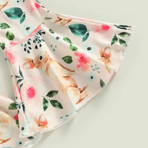 Miniatura 5 de Conjunto de Pascua para bebé, niña, conejo, manga corta, con borlas, camiseta de verano