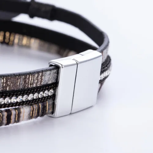 Miniatura 174 de FANCY SHINY - Pulsera de cuero estilo bohemio, pulsera de cuentas de cristal con cierre magnético, regalos de joyería para mujer