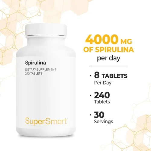 Miniatura 5 de Supersmart - Espirulina 4000 mg por día (fácil de tomar) - Algas verdes azules - Superalimento vegano natural Sin OMG y sin gluten - 240 tabletas